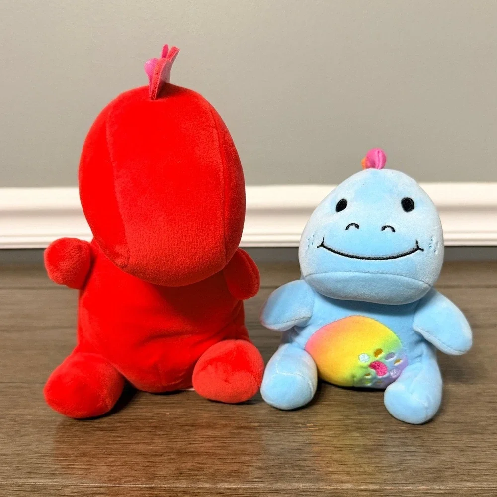 Red Plush Dinosaur & Cousin Derp Plush Set‎ Red Blue Stuffed Animal Toy